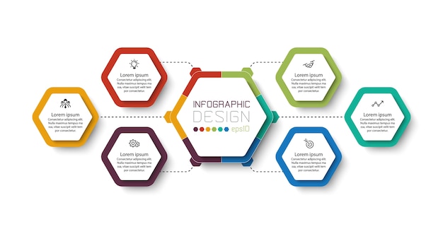 Modello di infografica con esagoni