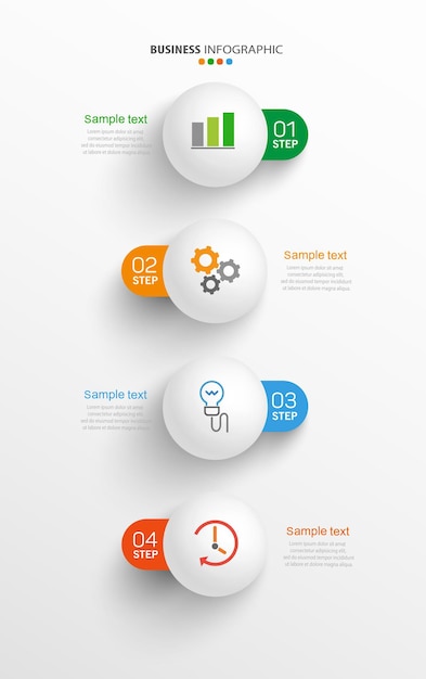 Modello di infografica con icone e 4 opzioni o passaggi