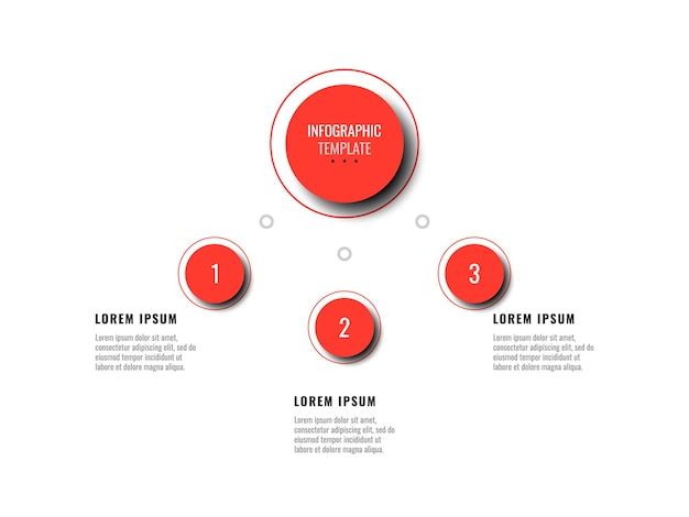 Infographic template with seven red round elements on a white background