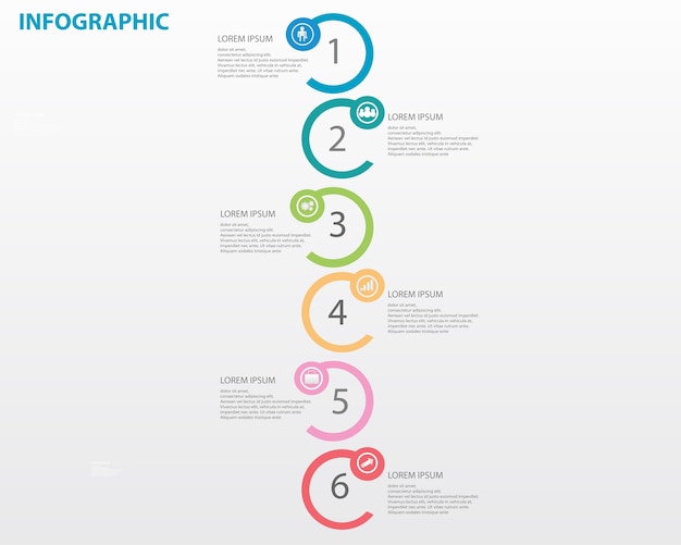 Infographic template with six option 
