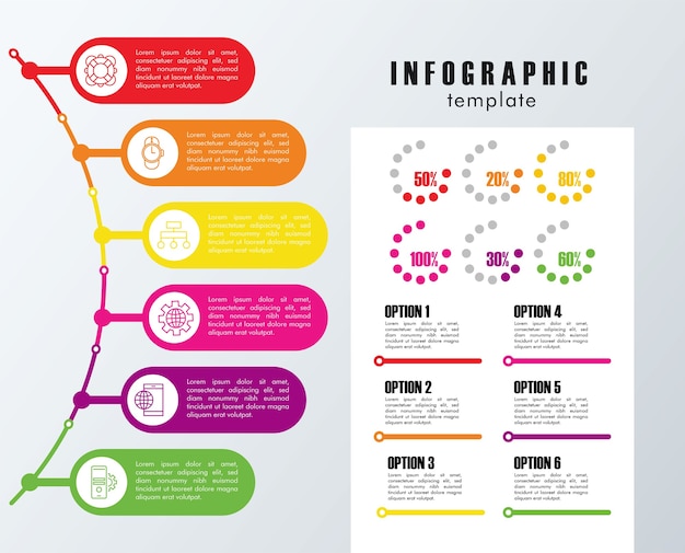 Infographic template with statistics in gray illustration design