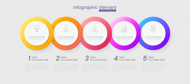 Modello di infografica con passaggi per il successo. presentazione con icone di linea, modello di processo grafico elemento organizzazione con testo modificabile. opzioni per brochure, diagramma, flusso di lavoro, sequenza temporale, web design