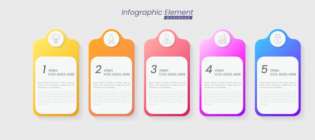 Modello di infografica con passaggi per il successo. presentazione con icone di linea, modello di processo grafico elemento organizzazione con testo modificabile. opzioni per brochure, diagramma, flusso di lavoro, sequenza temporale, web design