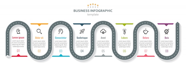 Modello di infografica con passaggi