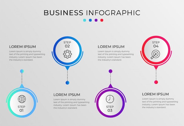 Modello di infografica con passaggi