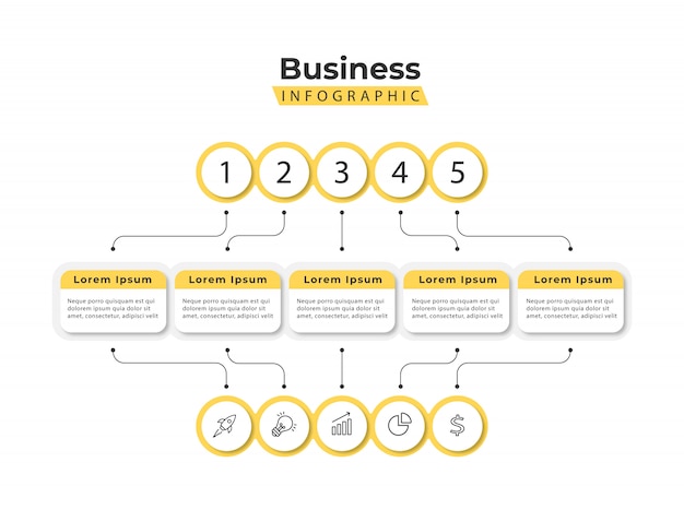 Infographic Template Yellow 5 Steps