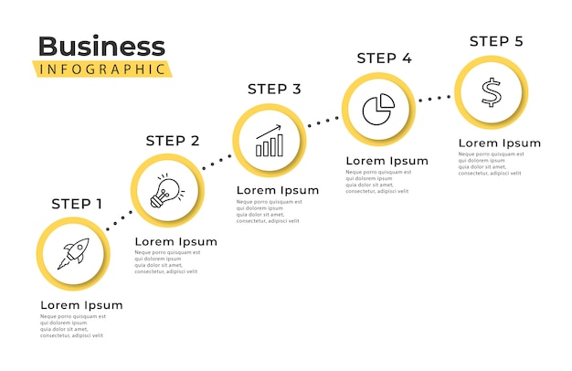 Infographic Template Yellow Ladder 5 Steps