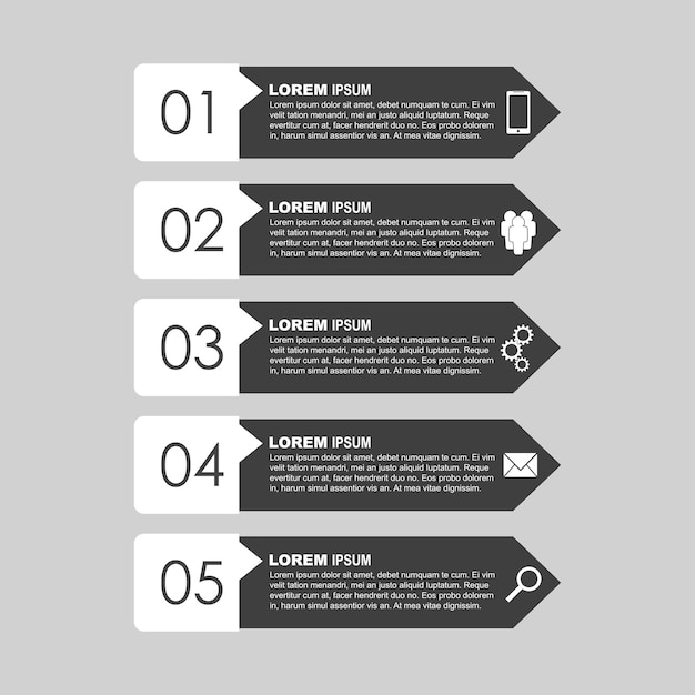 Infographic templates for business Black and white flat vector illustration