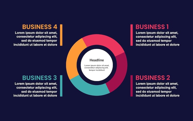 Infographic templates with 4 options for presentation