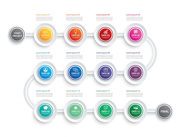 Infographic tijdlijn gegevenssjabloon bedrijfsconcept