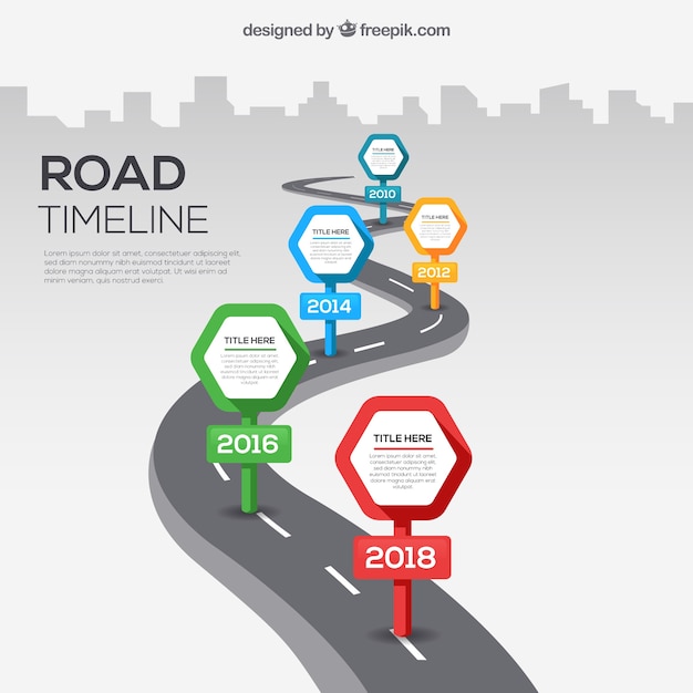 Infographic timeline concept with road