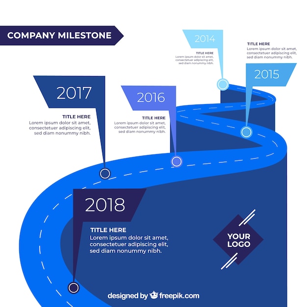 Vettore concetto di infografica timeline con strada