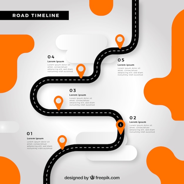 Vector infographic timeline concept with road