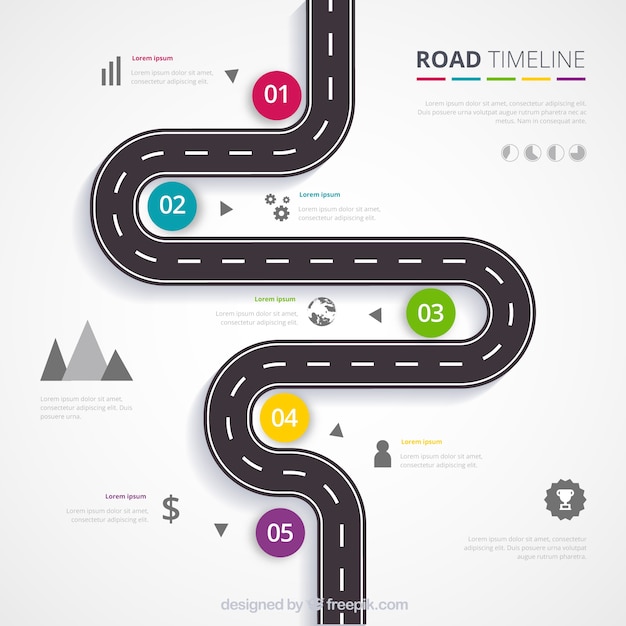 Infographic timeline concept with road