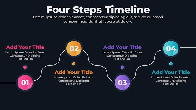 Вектор Шаблон временной шкалы инфографики с 4 шагами