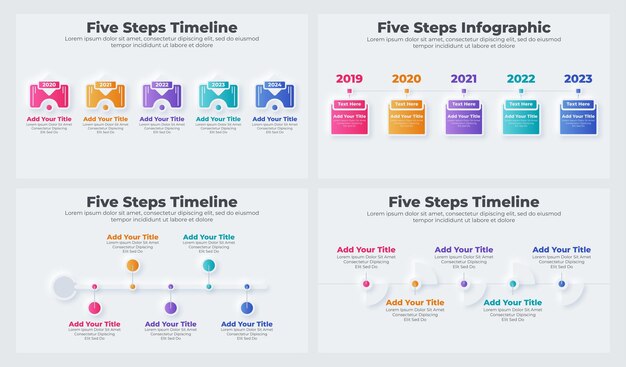 5 つのステップまたはオプションを含むインフォグラフィック タイムライン テンプレート
