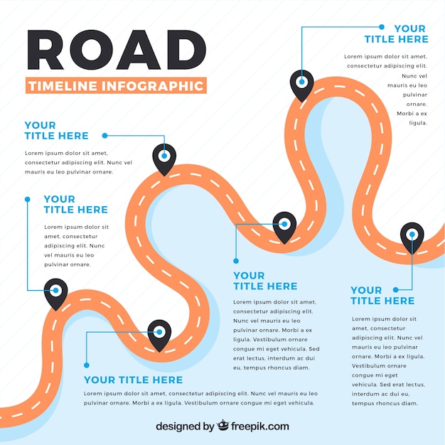 Vector infographic timeline with road concept