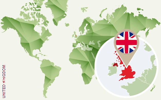 Infographic for United Kingdom detailed map of UK with flag