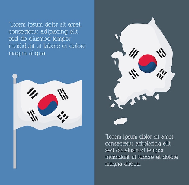 Infographic van Zuid-Korea ontwerp met kaart en vlag