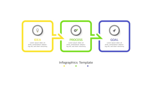 Infografica disegno vettoriale business icone modello 3 passo