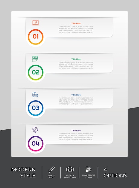 Infographic vector design with 4 options can be used for workflow presentation and business purpose