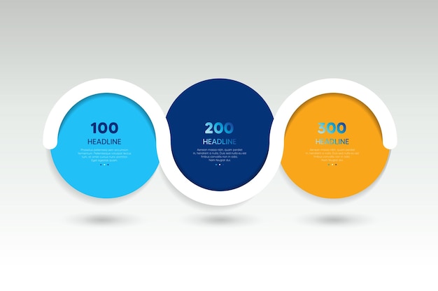 Infographic vector option banner with 3 steps Color spheres balls bubbles Infographic template
