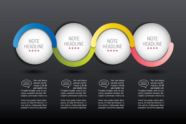 Infographic vector option banner with 4 steps Color spheres balls bubbles Infographic template