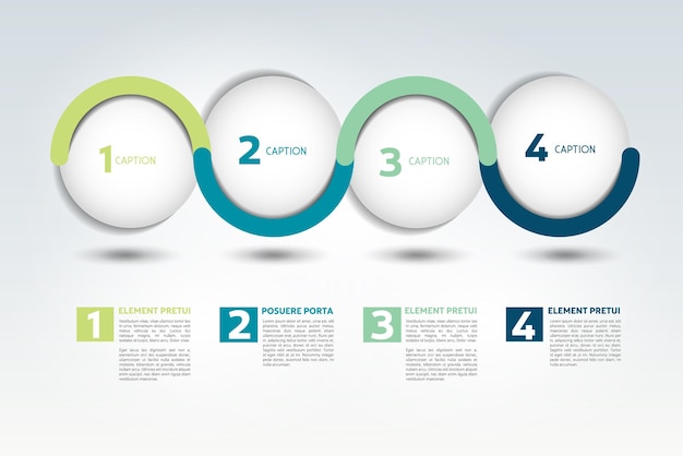 Infographic vector option banner with 4 steps Color spheres balls bubbles Infographic template