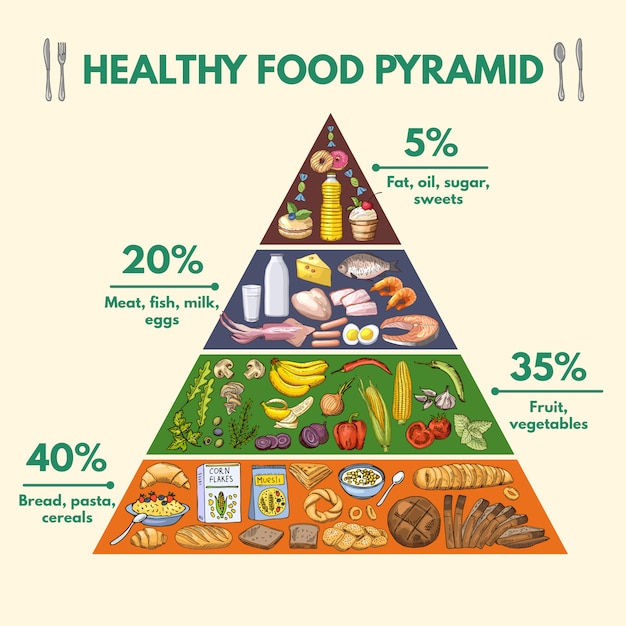 Vector infographic visualization of different groups of nutritions from food