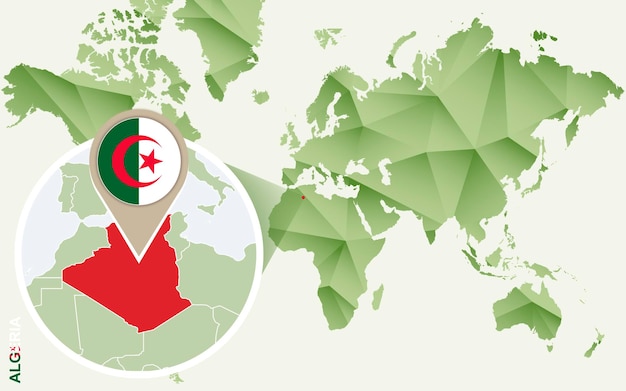 Infographic voor Algerije gedetailleerde kaart van Algerije met vlag