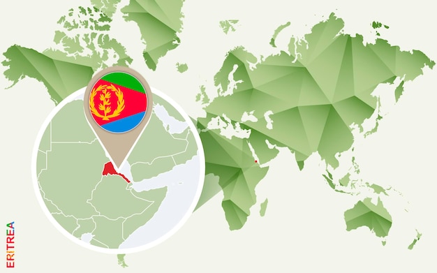 Infographic voor Eritrea gedetailleerde kaart van Eritrea met vlag