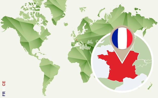 Infographic voor Frankrijk gedetailleerde kaart van Frankrijk met vlag