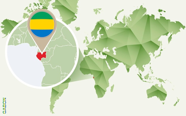 Infographic voor Gabon gedetailleerde kaart van Gabon met vlag