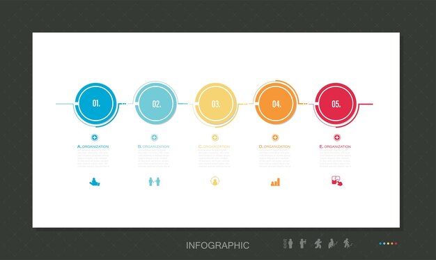 Infographic voor human resource managementsysteem met lijnpictogrammen en plaats voor uw inhoud.