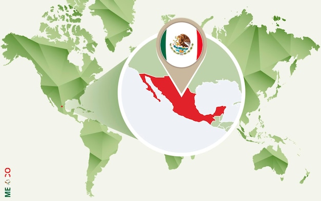 Infographic voor Mexico gedetailleerde kaart van Mexico met vlag