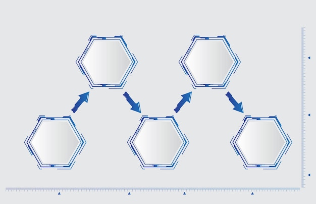Infographic wit sjabloon van zeshoek hud ui tijdlijn onderwerp presentatie infographic vector weergeven