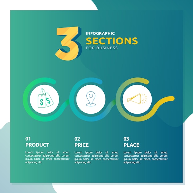 Vector infographic with 3 sections for business template