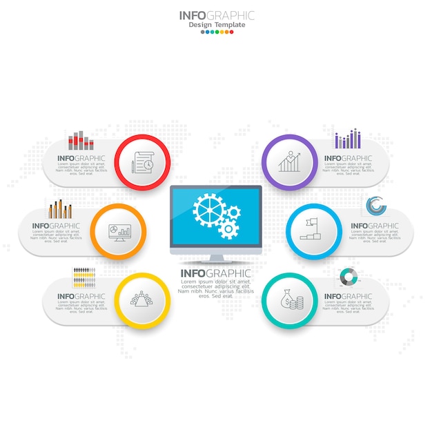 Infographic with 6 steps options parts steps or processes