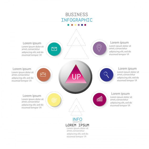 Infographic with 6 steps or options, workflow, process diagram