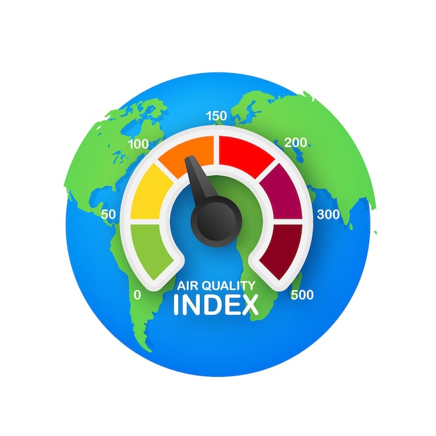 Vettore infografica con indice di qualità dell'aria su sfondo di polvere per la progettazione medica. indice di qualità dell'aria, ottimo design per qualsiasi scopo. illustrazione vettoriale.