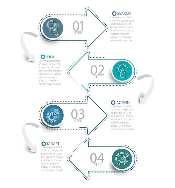 Infografica con le frecce.