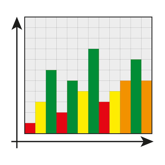 色付きのバー グラフとインフォ グラフィック データ情報インフォ グラフィック ビジネス コンセプト