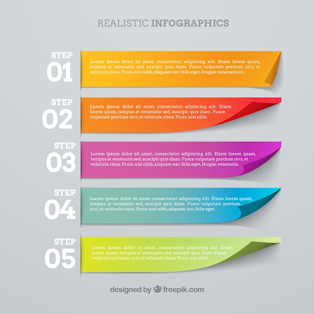 Infografica con cinque punti colorati