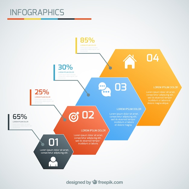 Vector infographic with hexagons