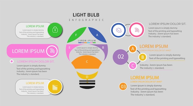 Infographic with a light blub in flat design