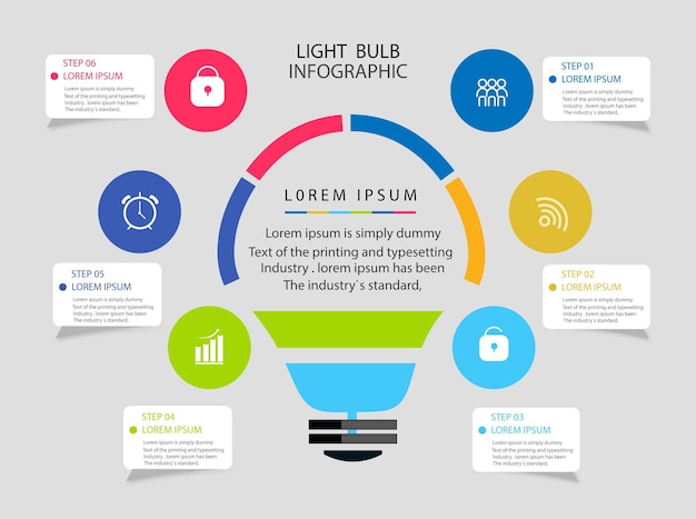 Infographic with a light bulb in flat design