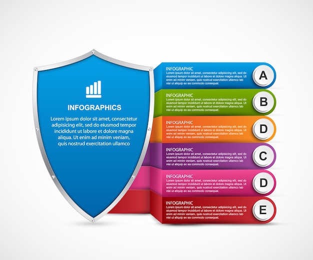 Infografica con scudo di sicurezza.