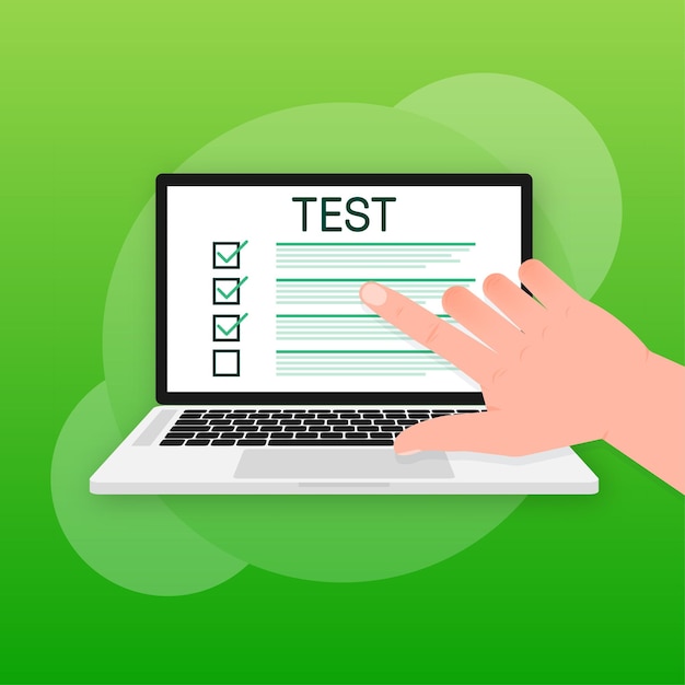 Infographic with test laptop Test laptop Online education