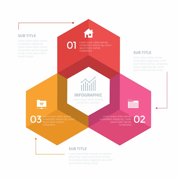 Infografica con tre passaggi