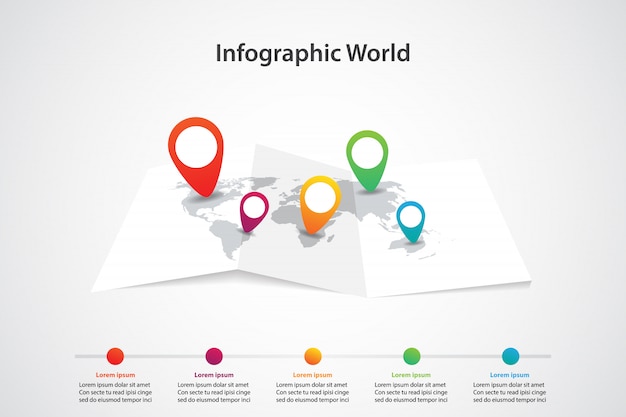 Infographic world map, transport communication and information plan position